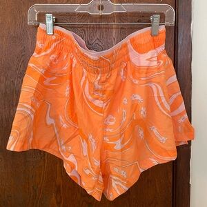 Fabletics Orange Run Shorts w/lining